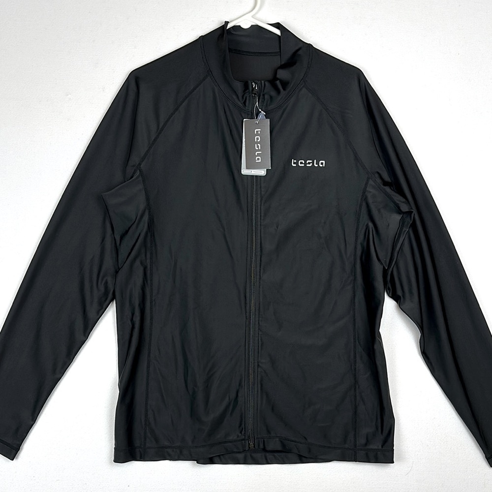 NWT Tesla Full Zip Jacket Progressive Sports Gear Rashguard Black Athleisure